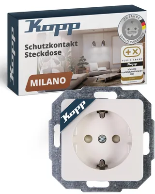 Produktbild von Kopp MILANO Schutzkontaktsteckdose, 1-fach, IP20, Unterputz, 16A/250V