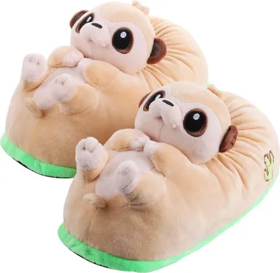 Produktbild von Corimori – Joey das Erdmännchen, Plüsch Hausschuhe, Tier Pantoffeln für Kinder und Erwachsene, EU Einheitsgröße 34 bis 44 (Beige)