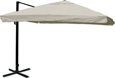 Produktbild von Gastronomie-Ampelschirm MCW-A96, 3x3m (Ø4,24m) Polyester Alu/Stahl 23kg  Flap, creme-grau ohne Ständer