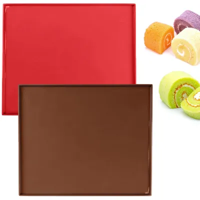 Produktbild von 2-teilige Silikon-Backmatte mit Rand – 30,5 × 25,8 cm, antihaftbeschichtet, wiederverwendbare Backmatte, rutschfeste Silikon-Backmatte für den Backofen, Teigmatte & Biskuitrolle, wiederverwendbare Silikon-Backmatte