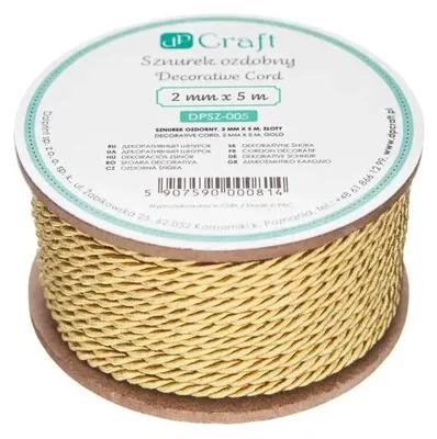 Obrázok produktu pre Dekoratívna stužka, 2 mm x 5 m, zlatá – Dalprint dpCraft