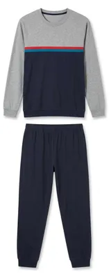 Produktbild von LE JOGGER Pyjama 2 -teilig grau-meliert-blau Größe 52/54, KI-generiertes Bild