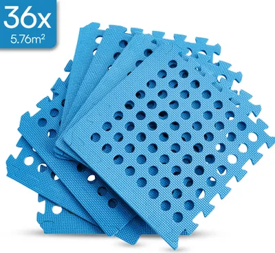 Immagine prodotto di Meisterhome Set da 36 tappetini protettivi per piscina - Tappetini per piscina - Tappetini protettivi per il pavimento della piscina - 40 x 40 x 1 cm - Idromassaggio, piscina per bambini – Blu