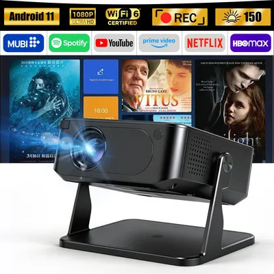 Produktbild von Mini Beamer Android Beamer WiFi 6 &BT 5.0 Portabler Projektor LCD-Beamer (10000:1, 1280x720P px, Full HD Beamer mit WiFi 6,Android 11.0