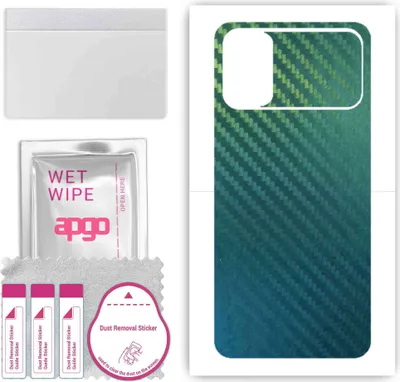 Produktbild von apgo Rückseite Schutzfolie, Skin, kompatibel mit Poco M3 MZB087AIN, Hinten Displayschutzfolie aus Vinylfolie, kratzfest, einfache Montage - Kohlenstoff-Chamäleon CAKA1