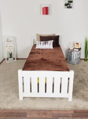 Produktbild von Einzelbett / Gästebett Buche massiv Vollholz weiß 107, inkl. Lattenrost - Abmessung 80 x 200 cm