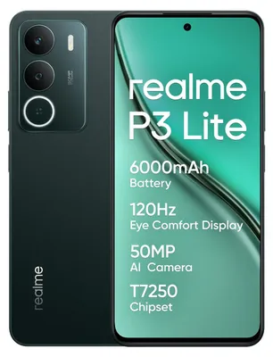 Produktbild von Realme P3 Lite Smartphone 8+256 GB Grün 6,67" 120 Hz Display 6000 mAh Akku 50 MP Kamera 4G Dual SIM