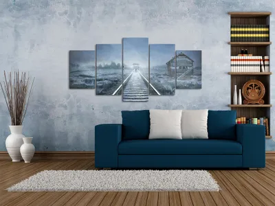 Produktbild von Akustikbild Natur Landschaft 200x100 cm Bilder Akustikschaum Hochleistungsschallabsorber Schallschutz Leinwand 5 tlg Wandbild Raumakustik Schalldämmung 030112-26