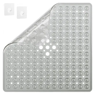 Produktbild von Duschmatte rutschfest Antirutschmatte 53x53cm Grau inkl. 2 Haken, BPA Frei, Schimmelresistent, Maschinenwaschbar
