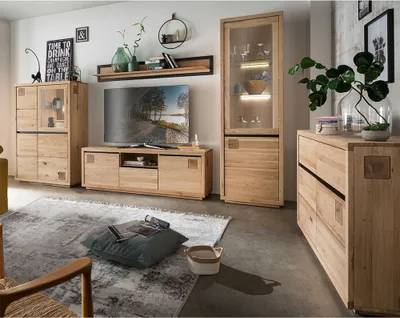 Produktbild von Wohnzimmer Set 5-teilig modern in massiver Eiche WINCHESTER-69