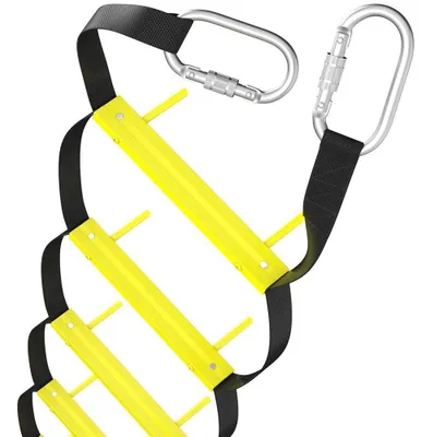 Productafbeelding van Brandvluchtladder - 4 m - Intrekbaar - Touwladder voor balkon en raam - Antislip sporten