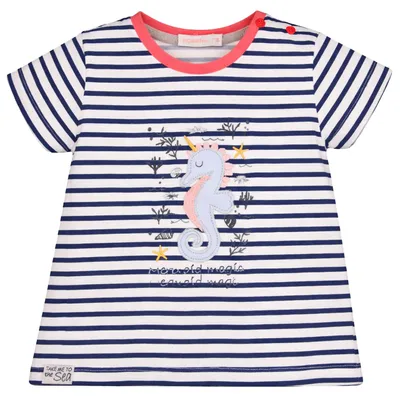 Produktbild von BONDI Baby Mädchen T-Shirt "Seepferd" 86691 | Navy Gestreift Größe: 104
