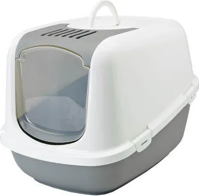 Productafbeelding van SAVIC Nestor Jumbo Wit-Grijs – kattenbak met deksel – 66 x 58,5 x 46,5 cm – 1 stuk.