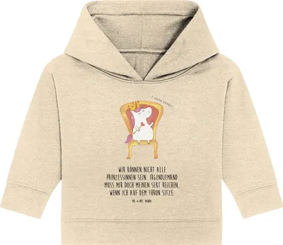 Produktbild von Mr. & Mrs. Panda Organic Baby Hoodie Einhorn Prinzessin 24. - 36. Monat - Natural Raw - Geschenk, Geburtstag, Kapuzenshirt, Geburtstagsgeschenk, Kapuzensweatshirt