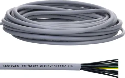Immagine prodotto di 10 metri Lapp 1119112 Ölflex Classic 110 PVC Cavo di comando 12x0,75 mm² con conduttore di protezione verde-giallo 12G0,75 mm² I Cavo di comando a 12 conduttori I Cavo a 12 conduttori