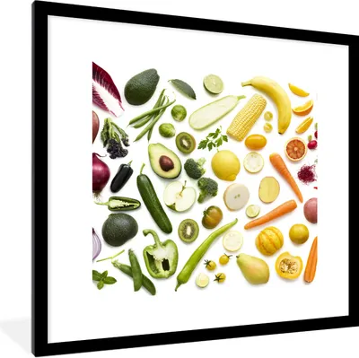 Produktbild von MuchoWow® Gerahmtes Poster Gemüse - Obst - Regenbogen 40x40 cm - Poster mit Schwarzem Bilderrahmen Wandposter Rahmen Foto Bilder - Poster - Plakat im Rahmen