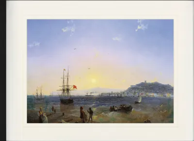 Obrázok produktu pre Ivan Aivazovský Zarámovaný obraz s paspartou - Pohľad na Kerč, 1839 (60 x 80 cm)