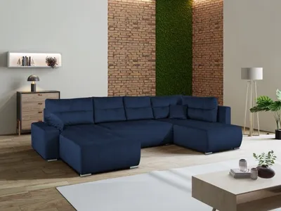 Image de Canapé d'angle en U Mediolan V Fonction couchage Coffre de rangement Livraison à domicile 358 cm (Kronos 09 - bleu)