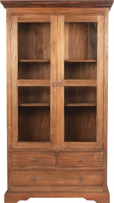 Produktbild von SIT Möbel Vitrine | 3 Schubladen, 2 Türen | Teak-Holz natur | Platte kolonialfarbig | B 98 x T 44 x H 183,5 cm | 06204-34 | Serie SEADRIFT