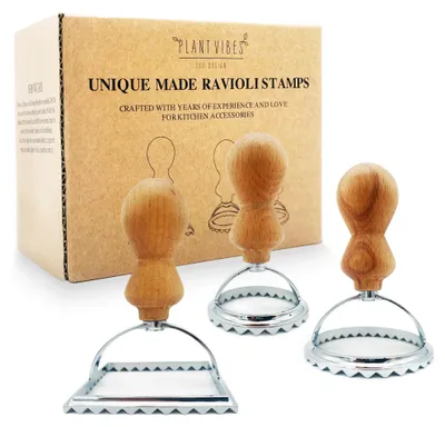 Productafbeelding van Ravioli-uitstekers in 3-delige set met houten handvat