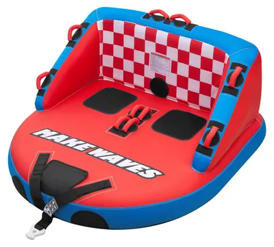 Image de Tuyau de remorque SucceBuy pour sports nautiques, adapté à 2 personnes, supportant un poids maximal de 154 kg, équipé de deux points d'attache, d'une enveloppe en nylon résistante, de poignées rembourrées et d'une valve de sécurité. Idéal pour les lacs et les rivières. Couleur : rouge