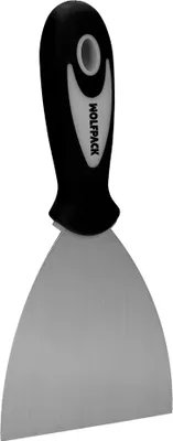 Image de Spatule en acier inoxydable, largeur 80 mm. Avec manche ergonomique en caoutchouc, spatule de peintre, spatule, truelle, grattoir