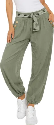 Produktbild von 270 Mississhop Damen leichte Hose Sommerhose Haremshose Ballonhose  Oliv