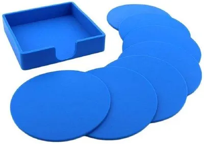 Produktbild von Runde Hitzebeständige Silikon Untersteller 9,8 cm blau