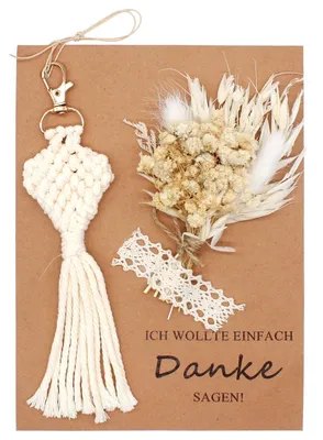 Schlüsselanhänger Makramee Herz mit Trockenblumen, Brautjungfer-Geschenk