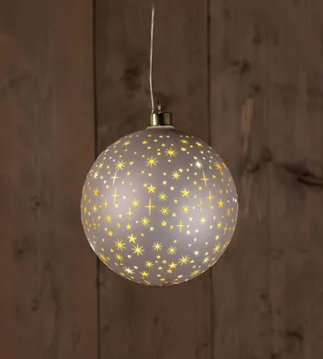 Productafbeelding van B.O.T. Ball Glass Matt Champagne With Stars 15 cm kerstverlichting Anna's Collection