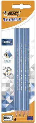 Image de Crayon triangulaire sans gomme Evolution Triangle BIC, blister de 4 pièces