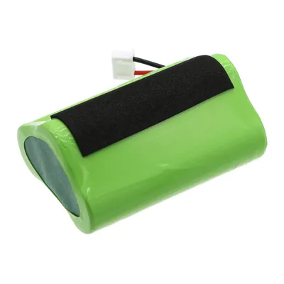 A single green battery pack with a black strip and wires on a white background.