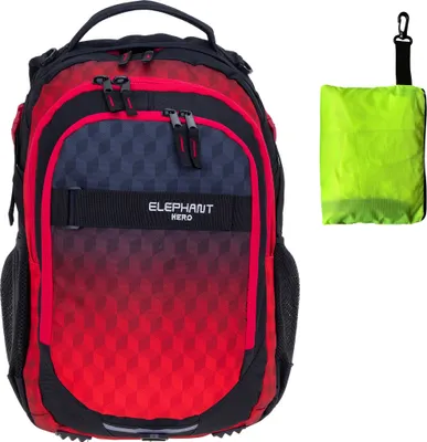 Produktbild von Schulrucksack Elephant Hero Signature Rucksack Schulmappe Schultasche Rot Schwarz Jungen 12868 Red Cube  + Regencover