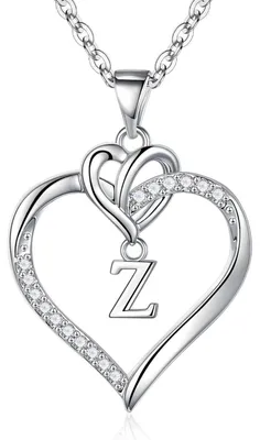 Productafbeelding van Halsketting met hartvormige hanger, bezet met zirkonia, verguld met 14 karaat goud, zilver, voor dames, 45+5 cm