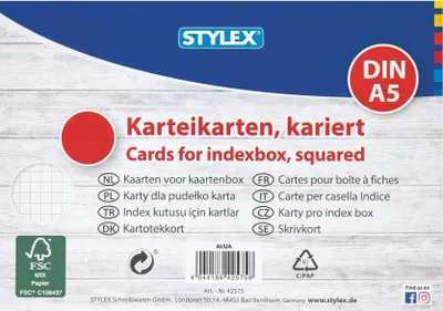 Produktbild von 200 Karteikarten / DIN A5 / weiss / kariert