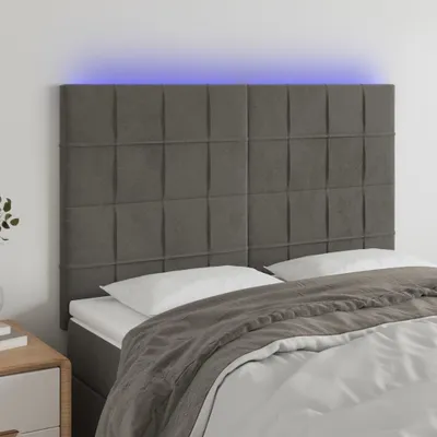 Produktbild von The Living Store LED Kopfteil Dunkelgrau 144x5x118/128 cm Samt