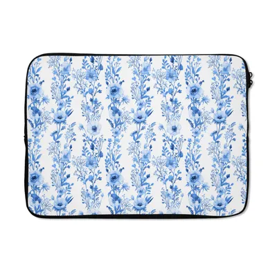 Produktbild von MuchoWow® Laptop Hülle 13 Zoll Blumen - Anemone - Muster - Blau Laptoptasche - Laptophülle - Sleeve - Rundumschutz