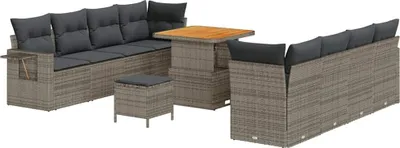 Produktbild von vidaXL Garten-Sofa-Set mit Speicher 11 pcs Grau Poly Rattan