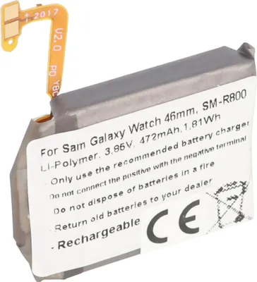 Produktbild von Akku passend für Samsung Galaxy Watch 46mm, SM-R800, Li-Polymer, 3,85V, 472mAh, 1,8Wh, built-in, ohne Werkzeug