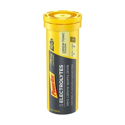 Zdjęcie produktu dla PowerBar 5 Electrolytes 10 tabletek tonik cytrynowy (z kofeiną) / Napoje sportowe / Orzeźwiający napój hipotoniczny z minimalną ilością kalorii w tabletkach musujących
