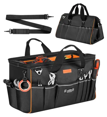 Produktbild von Werkzeugtasche 51 x 25 x 28 cm - Werkzeugbeutel mit Schultergurt - 14 Innenfächer & 19 Außenfächer - Wasserabweisend - Robustes Polyester - Werkzeug Organizer für Handwerker