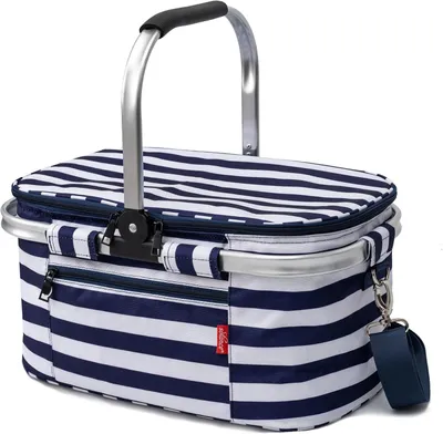 Produktbild von Kühltasche 25 l, Navy Stripe, wasserdicht, Schultergurt, für Camping