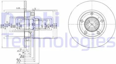Produktbild von 2x DELPHI Bremsscheibe BG2714 für VW GOLF III (1H1) PASSAT Variant (3A5 35I)