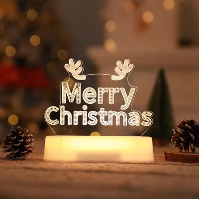 Obrázek produktu pro 3D vánoční noční světlo LED Illusion Lamp Teplá bílá noční světla na baterie s dálkovým ovládáním Bedside Lamp Party Christmas Decoration