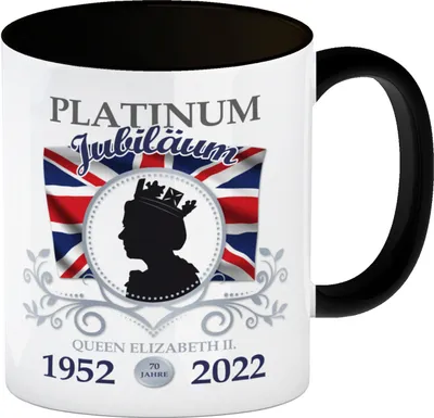 Produktbild von Platinum Jubiläum Queen Kaffeebecher Schwarz