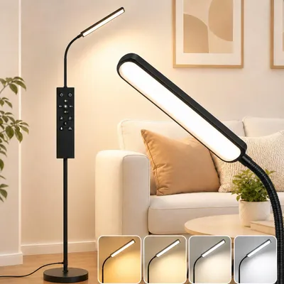 Produktbild von LED-magnetische Stehlampe, 18W superhelle Stehlampe, dimmbare LED Tischleuchte, Schwanenhals-Stehlampe, Augenschutz-Leseleuchte mit Fernbedienung