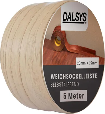 Produktbild von Dalsys Weichsockelleiste selbstklebend Buche 5m Klebeleiste, Abschlussleiste für Fugen in Wohnbereich, Küche, Bad, aus PVC Kunststoff