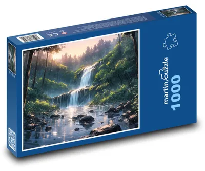 Produktbild von Puzzle 1000 Wasserfall im Wald - martinpuzzle