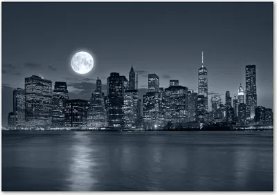 Produktbild von Tulup® Leinwandbild - 100x70 cm - Wandkunst - Drucke auf Leinwand - Leinwanddruck  - Sehenswürdigkeiten & Architektur - Schwarzweiß - New York bei Nacht