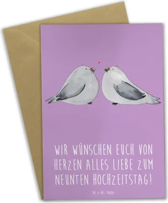 Produktbild von Mr. & Mrs. Panda Grußkarte 9. Hochzeitstag Keramikhochzeit - Lavendeltraum - Geschenk, kommunionskarte, Jubiläum, osterkarte, Erinnerungen, Meilenstein feiern, Klappkarte